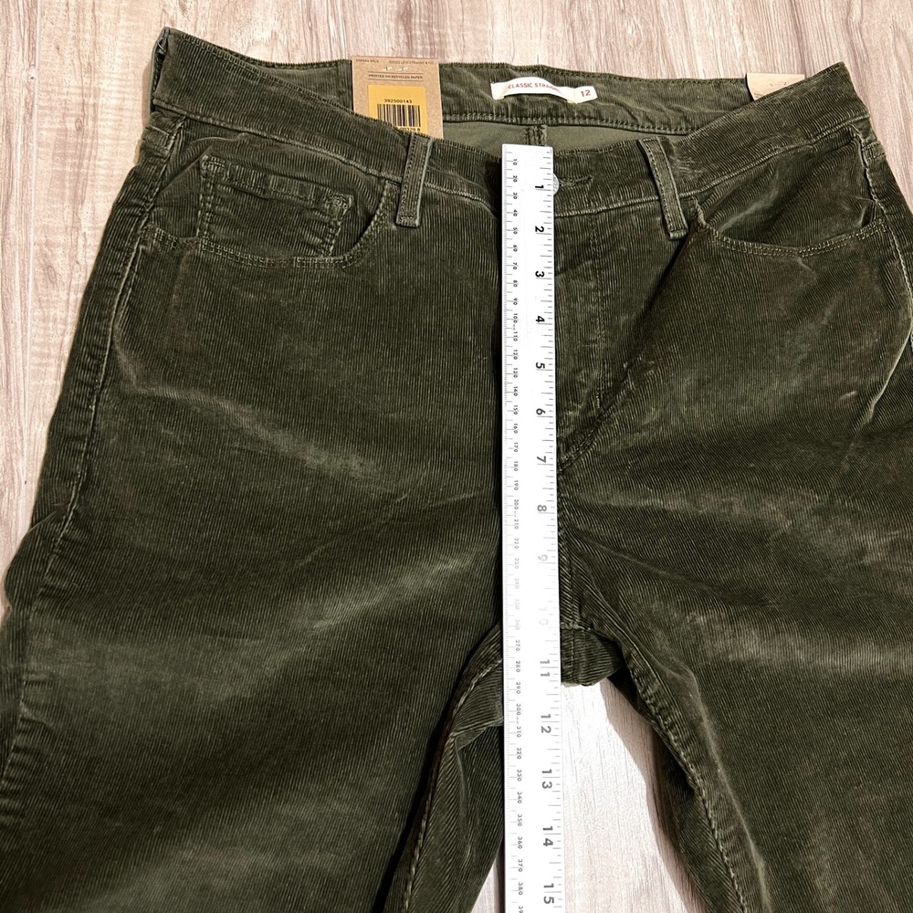 Levi's Classic Straight Corduroy Jeans Green 12M (W31 L30) Mid Rise Women NWT - Picture 6 of 14